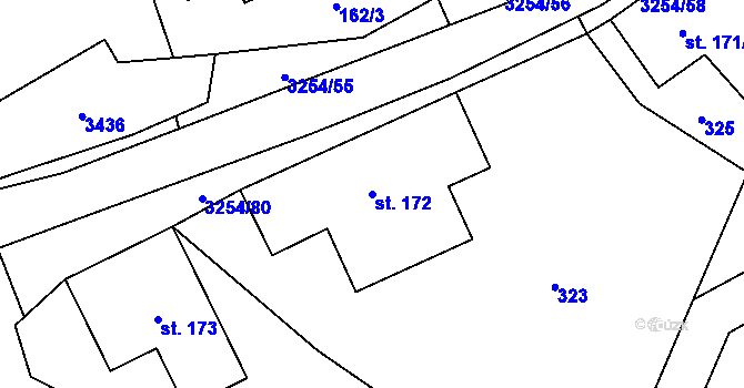 Parcela st. 172 v KÚ Huzová, Katastrální mapa