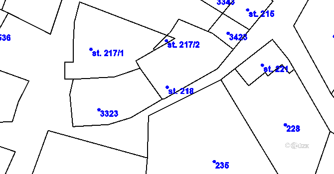 Parcela st. 218 v KÚ Huzová, Katastrální mapa