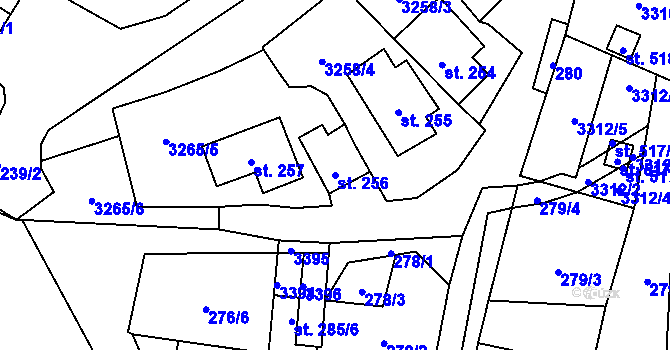 Parcela st. 256 v KÚ Huzová, Katastrální mapa