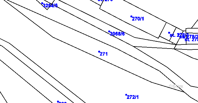 Parcela st. 271 v KÚ Huzová, Katastrální mapa