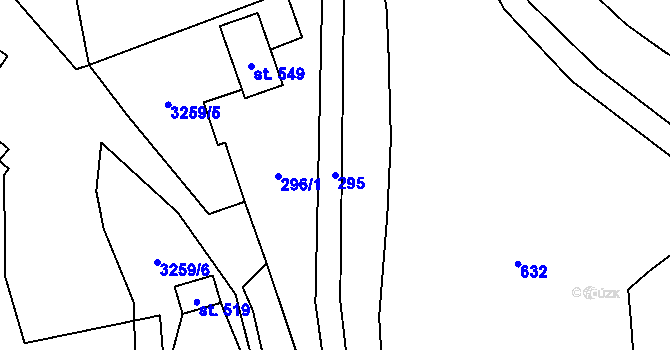 Parcela st. 295 v KÚ Huzová, Katastrální mapa