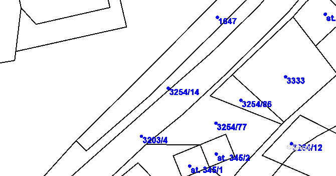 Parcela st. 3254/14 v KÚ Huzová, Katastrální mapa