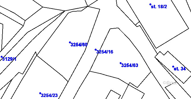 Parcela st. 3254/16 v KÚ Huzová, Katastrální mapa