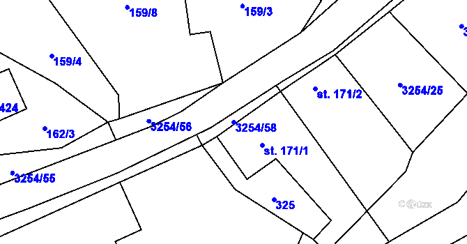 Parcela st. 3254/58 v KÚ Huzová, Katastrální mapa
