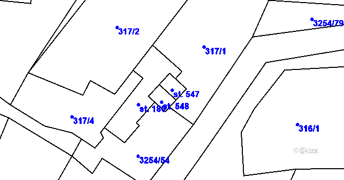 Parcela st. 547 v KÚ Huzová, Katastrální mapa