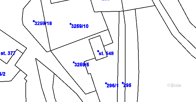 Parcela st. 549 v KÚ Huzová, Katastrální mapa