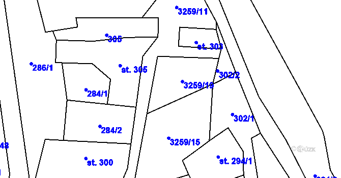 Parcela st. 3259/11 v KÚ Huzová, Katastrální mapa