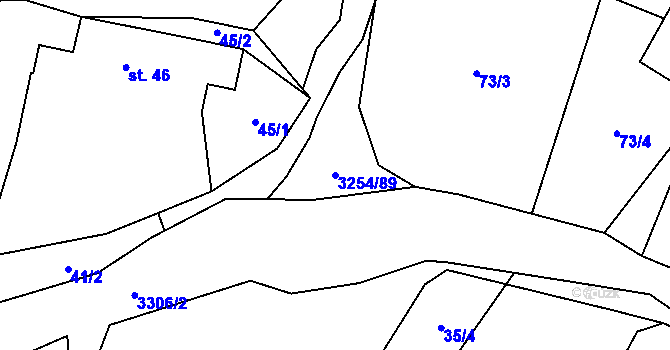Parcela st. 3254/89 v KÚ Huzová, Katastrální mapa