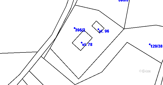 Parcela st. 78 v KÚ Veveří u Huzové, Katastrální mapa