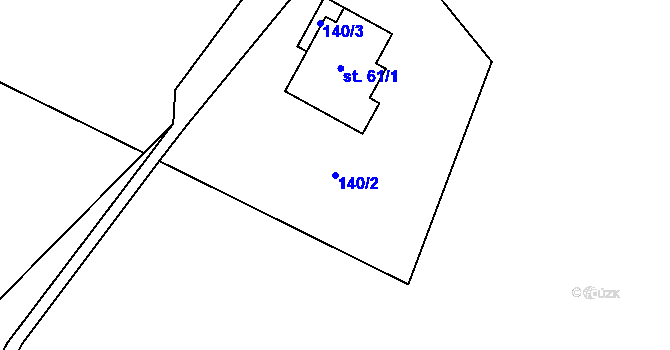 Parcela st. 140/2 v KÚ Veveří u Huzové, Katastrální mapa