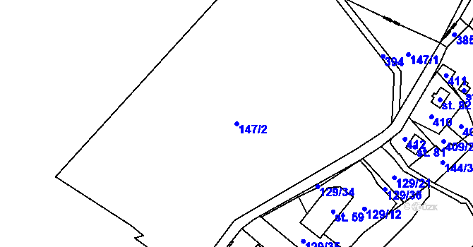 Parcela st. 147/2 v KÚ Veveří u Huzové, Katastrální mapa