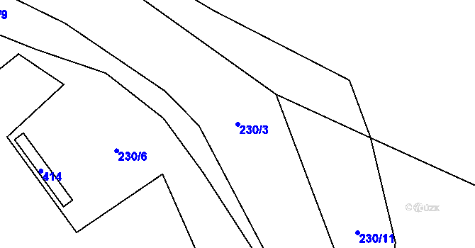 Parcela st. 230/3 v KÚ Veveří u Huzové, Katastrální mapa