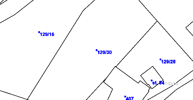 Parcela st. 129/30 v KÚ Veveří u Huzové, Katastrální mapa