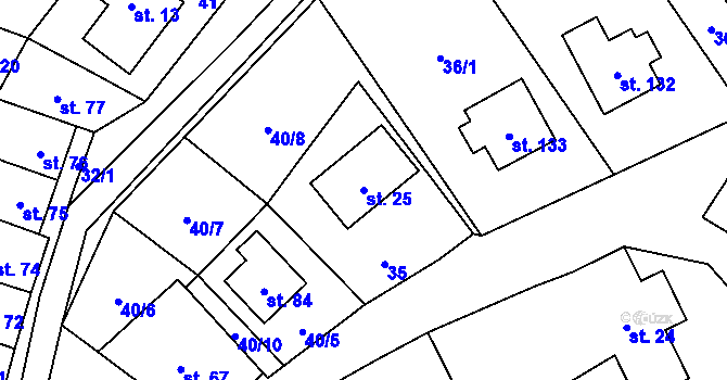 Parcela st. 25 v KÚ Bukovice, Katastrální mapa