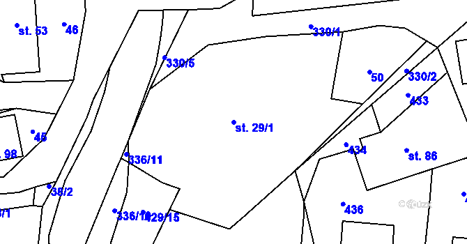 Parcela st. 29/1 v KÚ Bukovice, Katastrální mapa