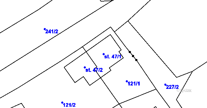 Parcela st. 47/1 v KÚ Bukovice, Katastrální mapa