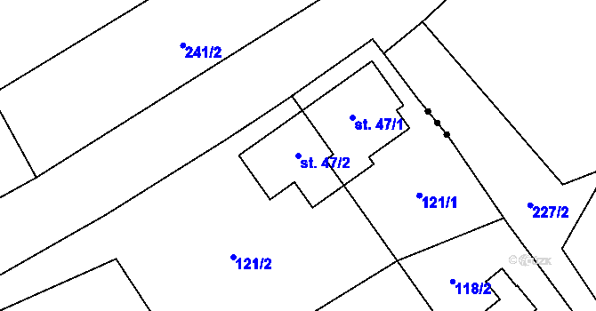 Parcela st. 47/2 v KÚ Bukovice, Katastrální mapa