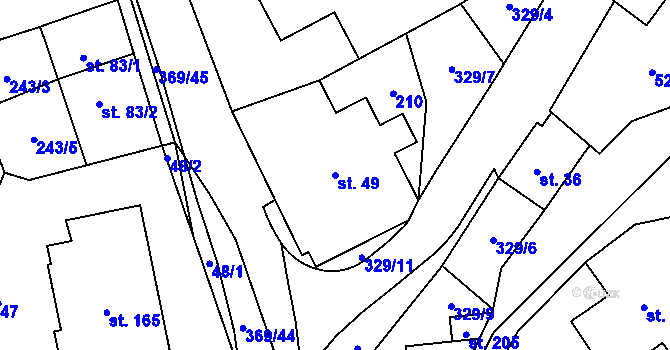Parcela st. 49 v KÚ Bukovice, Katastrální mapa