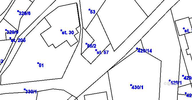 Parcela st. 57 v KÚ Bukovice, Katastrální mapa