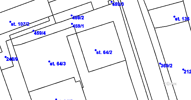 Parcela st. 64/2 v KÚ Bukovice, Katastrální mapa