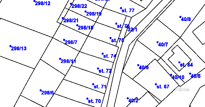 Parcela st. 74 v KÚ Bukovice, Katastrální mapa