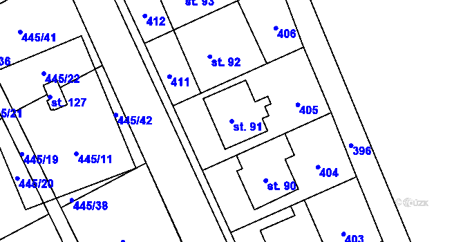 Parcela st. 91 v KÚ Bukovice, Katastrální mapa