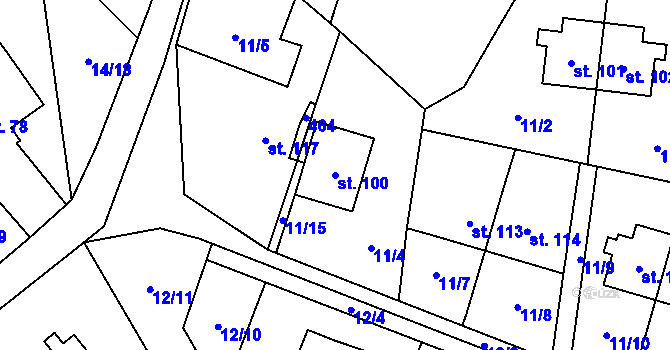 Parcela st. 100 v KÚ Bukovice, Katastrální mapa