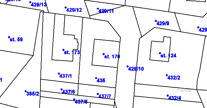 Parcela st. 170 v KÚ Bukovice, Katastrální mapa