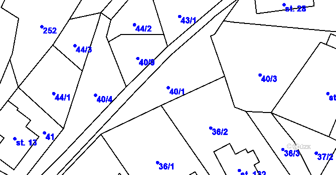 Parcela st. 40/1 v KÚ Bukovice, Katastrální mapa