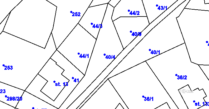Parcela st. 40/4 v KÚ Bukovice, Katastrální mapa
