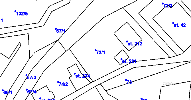 Parcela st. 72/1 v KÚ Bukovice, Katastrální mapa