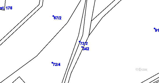 Parcela st. 72/2 v KÚ Bukovice, Katastrální mapa