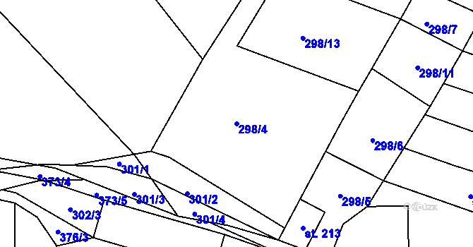 Parcela st. 298/4 v KÚ Bukovice, Katastrální mapa