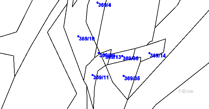 Parcela st. 369/13 v KÚ Bukovice, Katastrální mapa