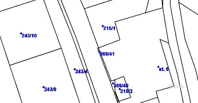 Parcela st. 369/41 v KÚ Bukovice, Katastrální mapa