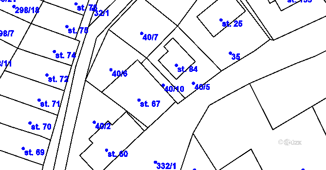 Parcela st. 40/10 v KÚ Bukovice, Katastrální mapa