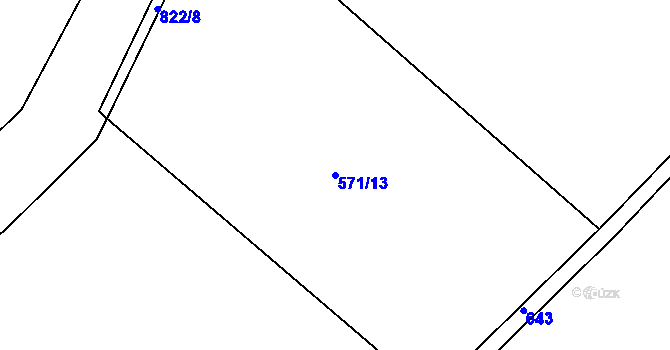 Parcela st. 571/13 v KÚ Hlavňov, Katastrální mapa