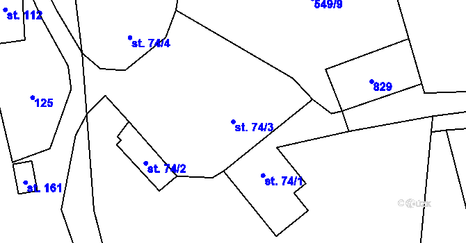 Parcela st. 74/3 v KÚ Hlavňov, Katastrální mapa