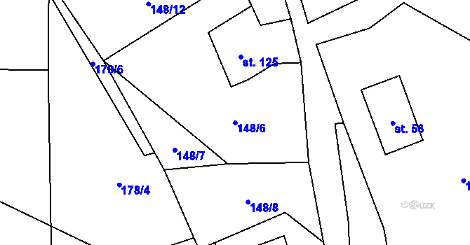 Parcela st. 148/6 v KÚ Hlavňov, Katastrální mapa
