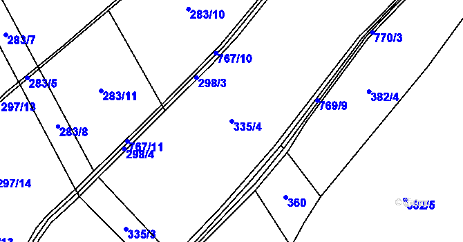 Parcela st. 335/4 v KÚ Hlavňov, Katastrální mapa