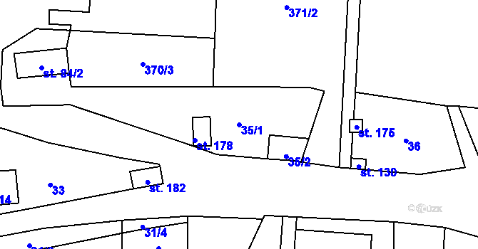 Parcela st. 35/1 v KÚ Hlavňov, Katastrální mapa