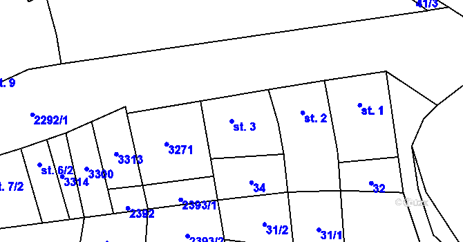 Parcela st. 3 v KÚ Nové Hvězdlice, Katastrální mapa
