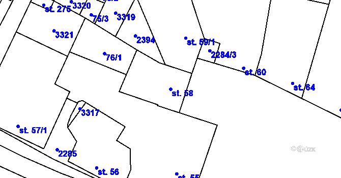 Parcela st. 58 v KÚ Nové Hvězdlice, Katastrální mapa
