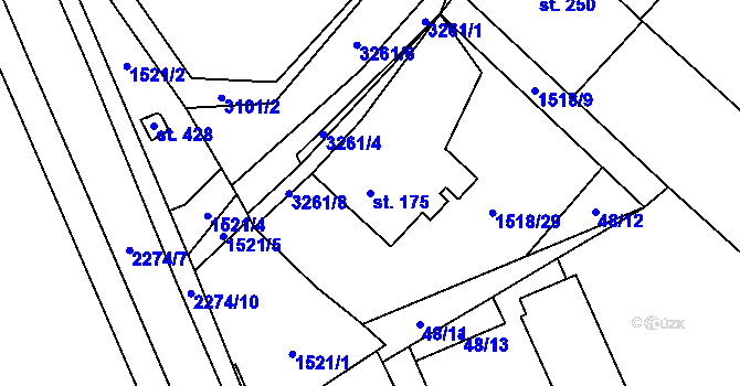 Parcela st. 175 v KÚ Nové Hvězdlice, Katastrální mapa