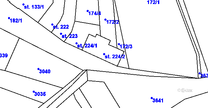 Parcela st. 224/2 v KÚ Nové Hvězdlice, Katastrální mapa