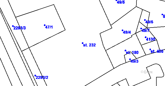 Parcela st. 232 v KÚ Nové Hvězdlice, Katastrální mapa