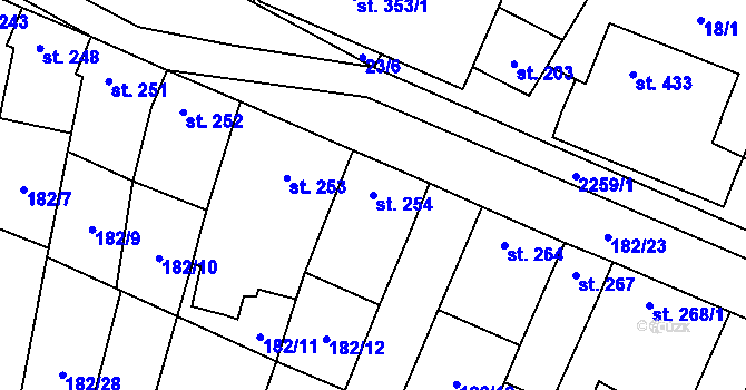 Parcela st. 254 v KÚ Nové Hvězdlice, Katastrální mapa