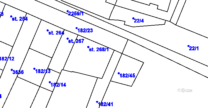 Parcela st. 268/2 v KÚ Nové Hvězdlice, Katastrální mapa