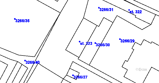 Parcela st. 323 v KÚ Nové Hvězdlice, Katastrální mapa