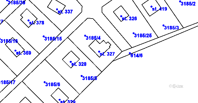 Parcela st. 327 v KÚ Nové Hvězdlice, Katastrální mapa